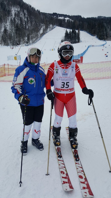 Matteo Giomo e Caterina Plet (campionati italiani di sci alpino FISDIR 2017
